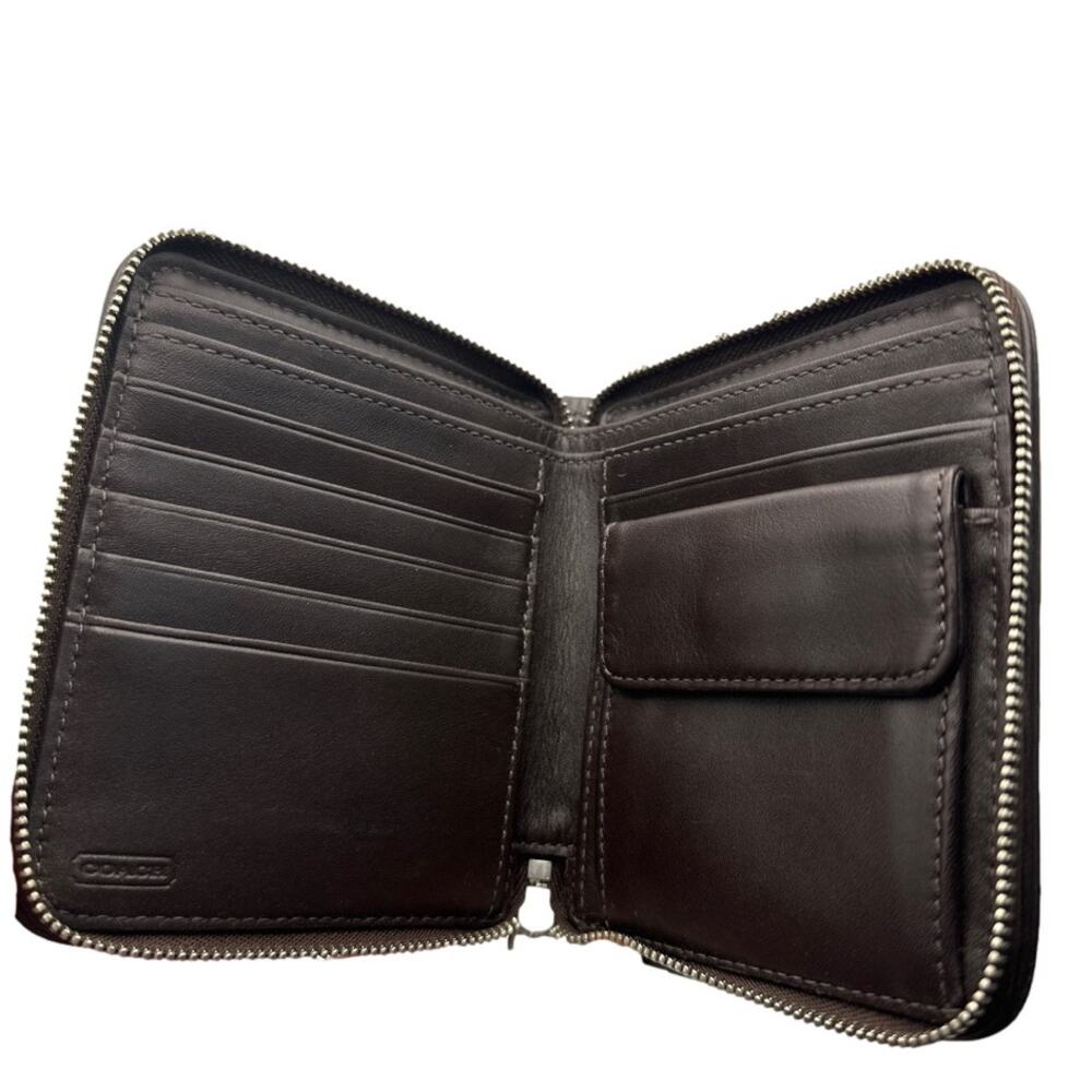 y2k COACH Brown Signature Canvas Med Wallet - Picture 5 of 9